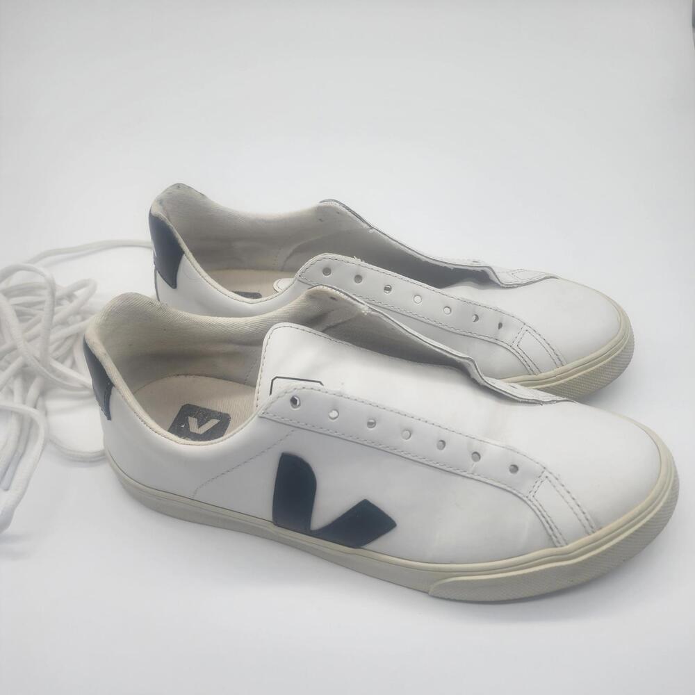 Veja White Sneakers with Navy V Logo